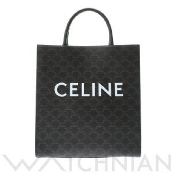 Celine Handbags - Celine Vertical Cabas Black Triomphe Canvas Calfskin Tote Bag